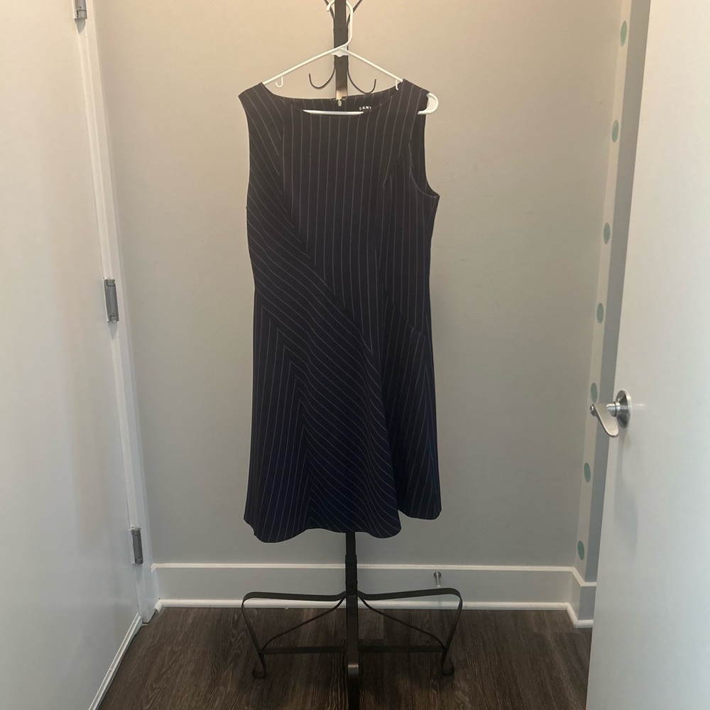 DKNY navy pinstripes sleeveless dress size 12